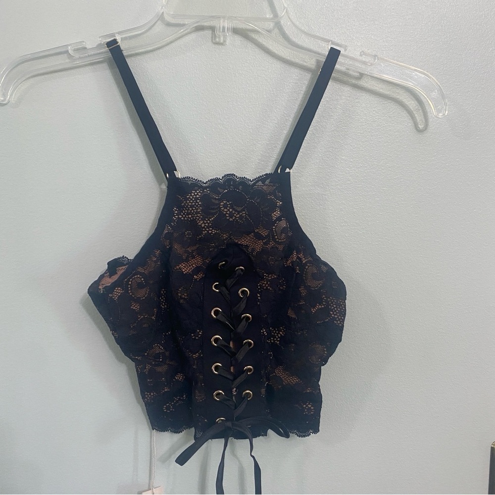 We are HAH x Free People Top 2 Bottom Cami black lace